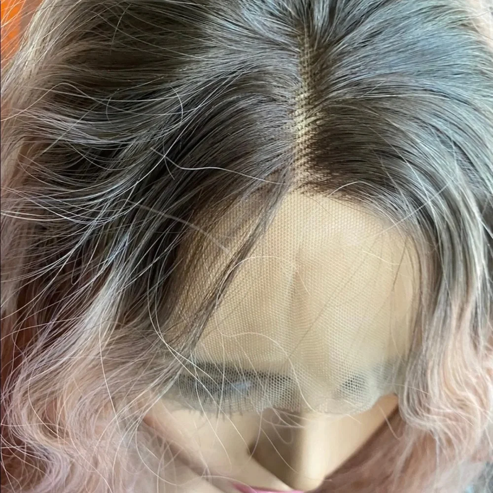 Peachy pink/dusty rose lace front wig